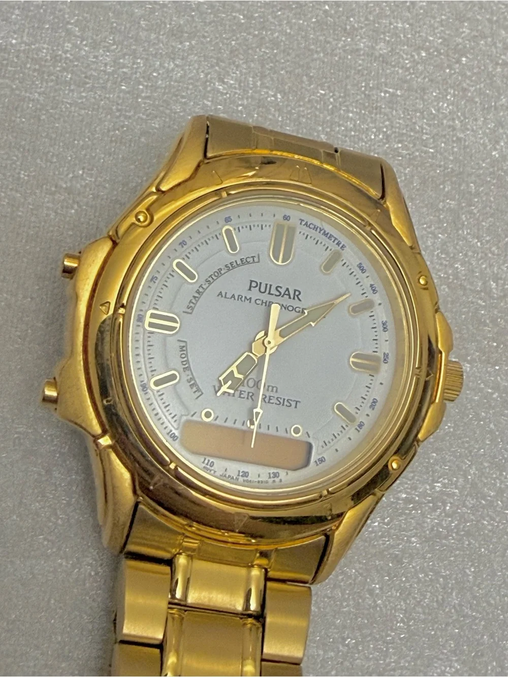 Vintage Pulsar PQF204 (V041-9240) Gold Tone Ana-Digi Men's Watch - NOS W/ Tag
